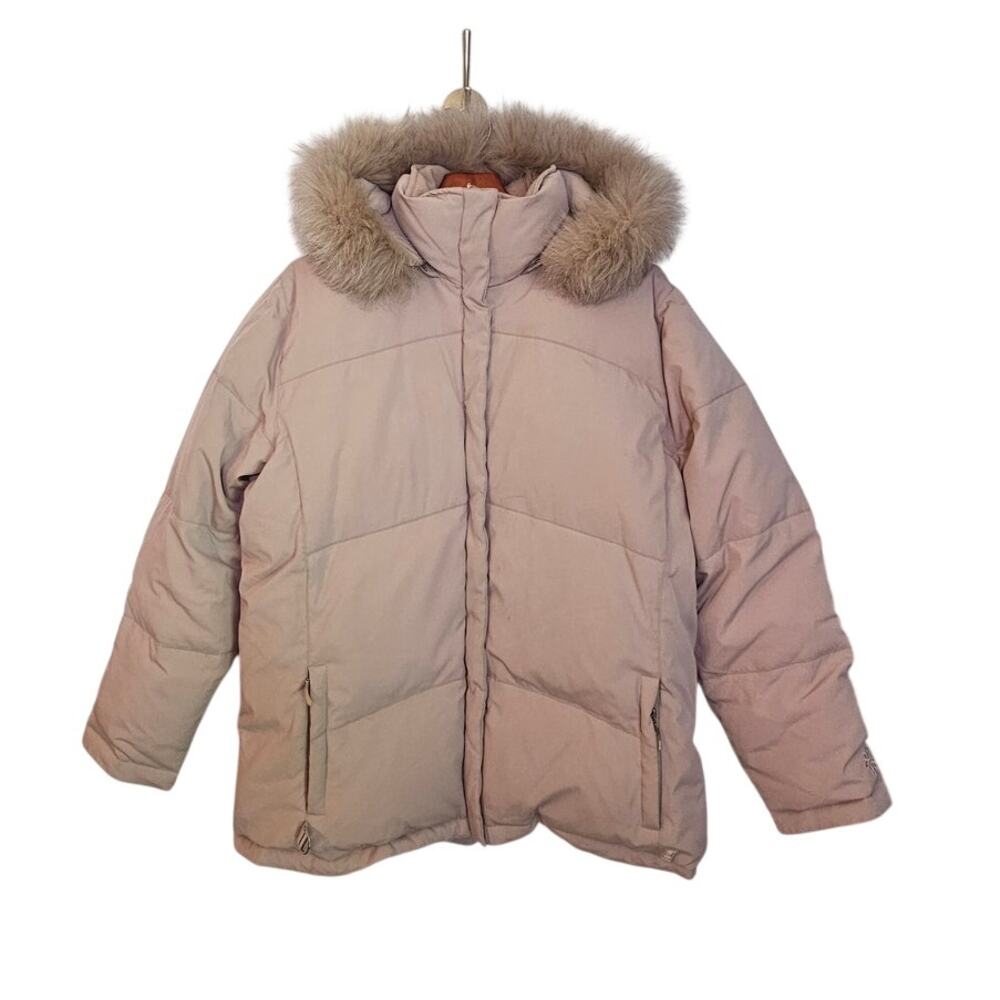 ZeroXposur Tan Down Puffer Parka Coat Faux Fur Hood Size XL
